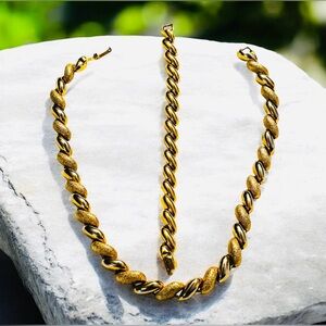 Vintage Gold Tone San Marco Chunky Link Twist Necklace and Bracelet Set